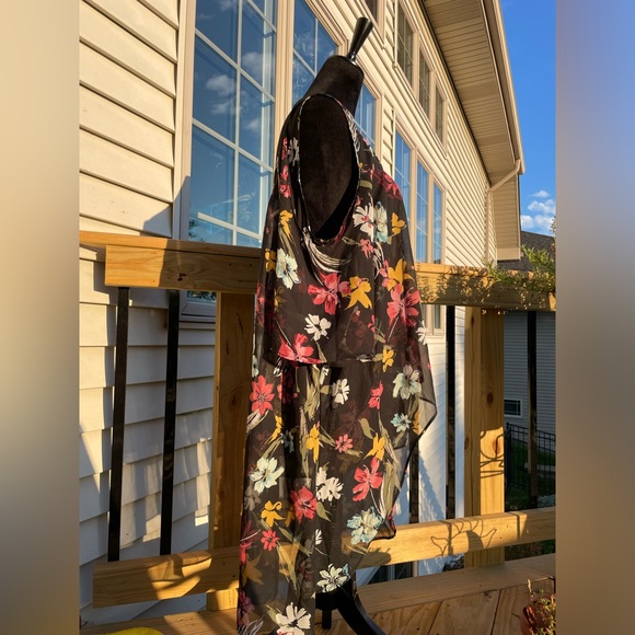 Lane Bryant Women’s Black Multicolor Floral Sheer High Low Blouse Sz 2X - Picture 2 of 11